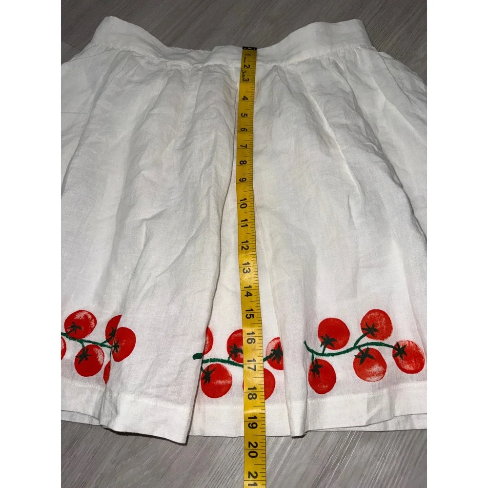 Line + Dot Womens White Linen Tomato Print Mini Skirt LS5191Y Large